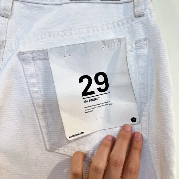 REDONE 70's Bootcut High Waist White Designer Classic Casual Denim Jeans 29 NWT - Picture 7 of 11